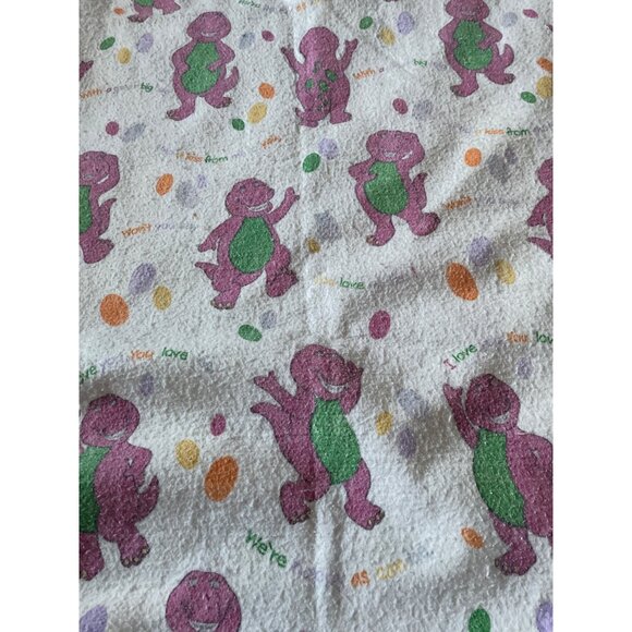Vintage Barney Baby Blanket 59 X 42 Polyester Blend Satin Trim - Picture 2 of 11
